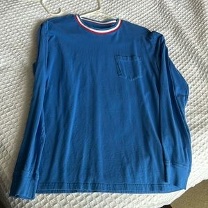 PacSun Blue Long Sleeve Tee with Striped Collar